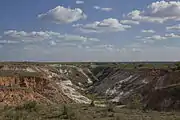 East side of Blanco Canyon, TX, showing the locally red-colored Ogallala Formation and the bright white color of the Blanco Formation.