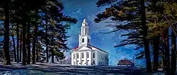 The First Congregational Church of Blandford, known locally as "The White Church" and featured on the town's flag and corporate seal.