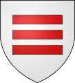 3 hamades—Argent, three hamades gules