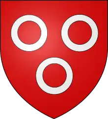 3 annulets—Gules, three annulets in pile argent; De gueules à trois annulets d'argent posés 2, 1— Mâcon, France