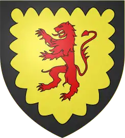 Attributed arms according to Michel Pastoureau: D'or au lion de gueules, à la bordure engrêlées de sable