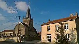 The church and town hall in Blumeray