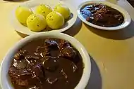 Bocksbraten with potato dumplings