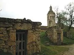 Zazuar cellars with the Church of San Andres in the background.