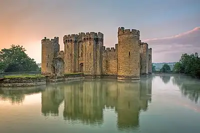 Bodiam Castle, a 14th-century castle near Robertsbridge in East Sussex, England