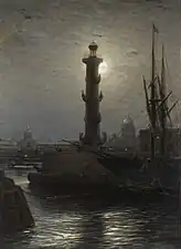 Old Saint Petersburg Stock Exchange and Rostral Columns, 1878