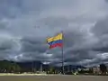 Colombian tricolor waving in Bogotá.