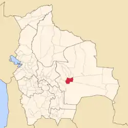 Location of the Andrés Ibáñez Province within Bolivia