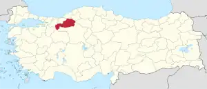 Location of the province within Turkey