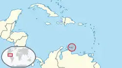 Location of Bonaire (circled in red)in the Caribbean