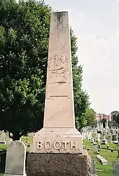 Booth's grave at Green Mount Cemetery in Baltimore