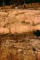 Disconformity (at the hammer) between underlying Mississippian Borden Formation and overlying Pennsylvanian Sharon Conglomerate, near Jackson, Ohio