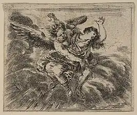 Boreas abducts Oreithyia, engraving by Stefano della Bella.