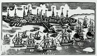 View of Boston, woodcut by Dearborn