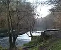 The old weir, just past the outbuilding/ old watermill.  Looking west