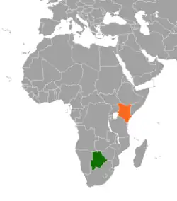 Map indicating locations of Botswana and Kenya