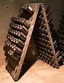 Old bottles in the wine cellar