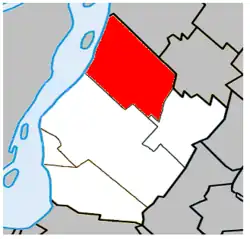 Location within Urban Agglomeration of Longueuil.