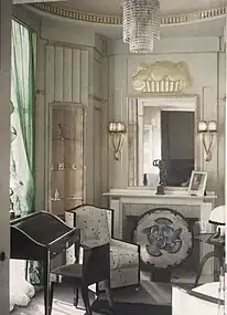 Boudoir from the Hôtel du Collectionneur, a highly simplified reinterpretation of the Louis XVI style, at the 1925 Paris Exhibition, by Émile-Jacques Ruhlmann