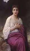 Magenta, along with mauve, made with the newly discovered aniline dyes, became a popular fashion color in the second half of the nineteenth century. It appeared in art in this 1890 work,  Psyche, by Bouguereau.