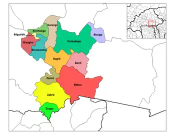 Zabré Department location in the province