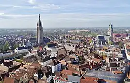 Southwestern view from the Belfry, with the Church of Our Lady and St. Salvator's Cathedral in the background