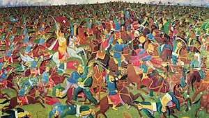 Battle of Kosovo, 1970–71, oil on canvas, 205x415 cm, MNMA, Jagodina