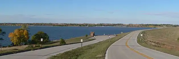 Branched Oak Lake as seen from the dam