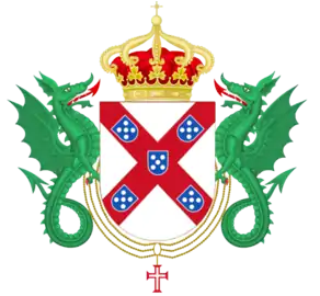 Wyverns as supporters in the coat of arms of the Portuguese House of Braganza