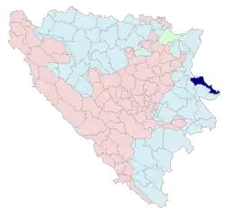 Location of Bratunac within Bosnia and Herzegovina