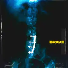 The cover for Brave, which features an X-ray of Frida Kahlo. The text "Brave" appears on the lower-right side in bold and yellow font.