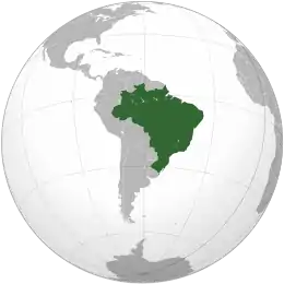 Brazil on the globe