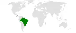 Map indicating locations of Brazil and Costa Rica