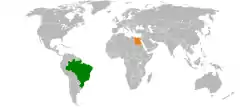 Map indicating locations of Brazil and Egypt