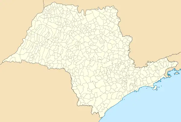 Maps of the state of São Paulo, Brazil, and South America with the location of Castilho in these respective places