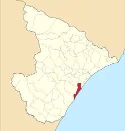 Location of Aracaju in the Sergipe