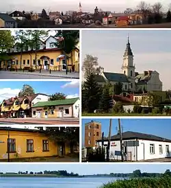 panorama of Brdów/health center/church of St. Adalbert/center of Brdów/cultural building/fire department/Brdowskie Lake