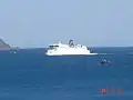 A ferry arriving in Wellington from Picton, seen from Breaker Bay.