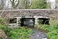 The bridge carrying the B3314 road over the River Camel at Slaughterbridge.