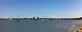 The bridge, with the center span open, as seen from the Castillo de San Marcos.