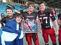 Trophy with WR Jamie McLaughlin, OL Andrew MacIver, OL Alex McCallum and Gage Czekalla (stats team)