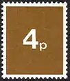 The 4p stamp from the decimalisation series. The stamps had no real postal value.