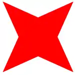 red four-pointed star on white background