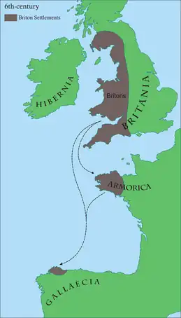 Map of Briton settlements in the 6th-century.