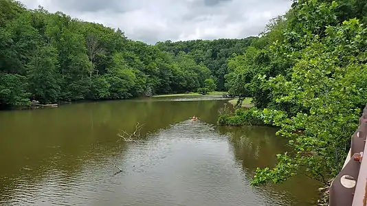 Looking west and upstream from the Route 623 bridge (Flintville Road)