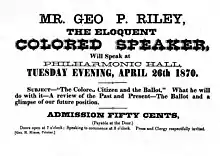 Poster advertisement for George Riley, 1870.