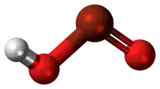 Ball and stick model of the bromous acid molecule