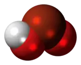 Space-filling model of the bromous acid molecule