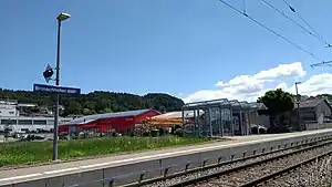 Covered shelter on platform