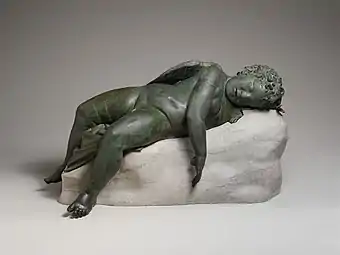 Ancient Greek statue of Eros sleeping; 3rd–2nd century BC; bronze; 41.9 × 35.6 × 85.2 cm; Metropolitan Museum of Art